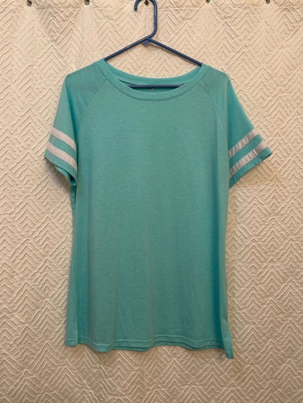 Baseball Jersey Style Nightshirt Sleeper Tee Pajama Top Aqua Large